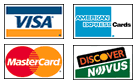 We accept VISA, MasterCard, American Express and Discover.